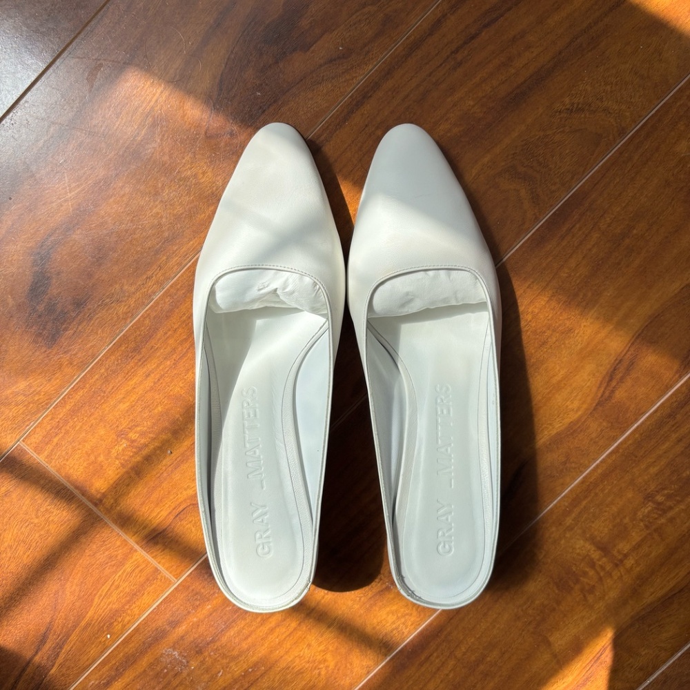 Gray Matters Annastar Mules - White - Includes Box, Dust Bag, & Heel Caps - Picture 2 of 10